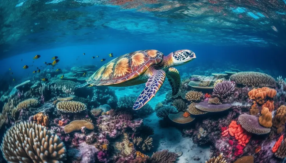 swimming-with-sea-turtles-tropical-reef-generated-by-ai